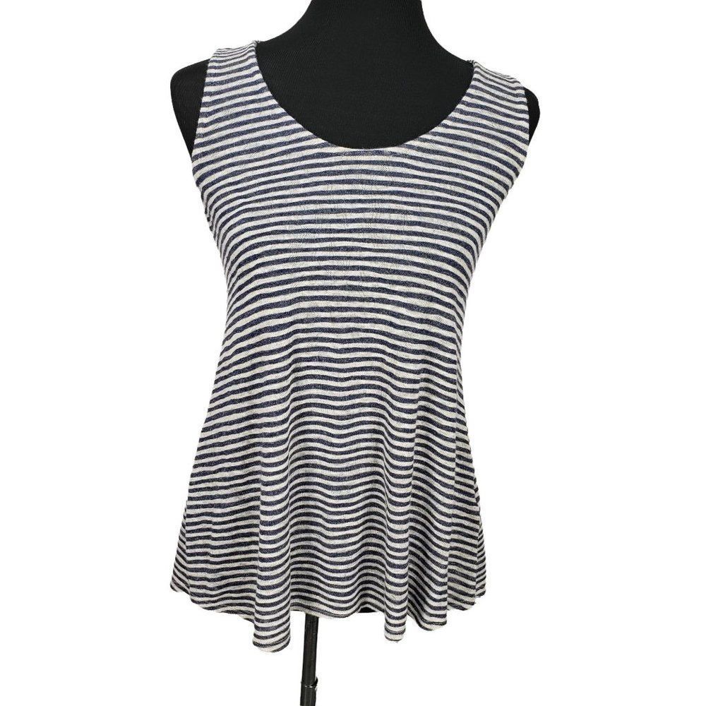 Anthropologie w5 womens sleeveless striped tank top blue cream textured Small